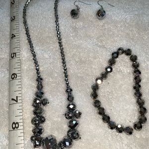 Graphite Earring, Necklace & Bracelet set